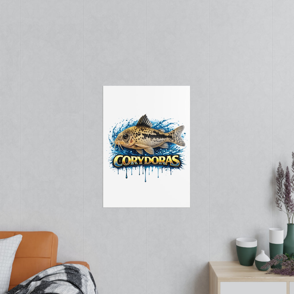 Peppered Cory Photopaper Poster — Colorful Aquarium Catfish Art Print