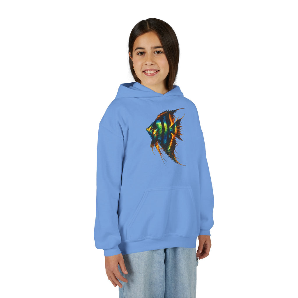 Youth Angelfish Hoodie - Colorful Aquarium Fish Graphic Sweatshirt