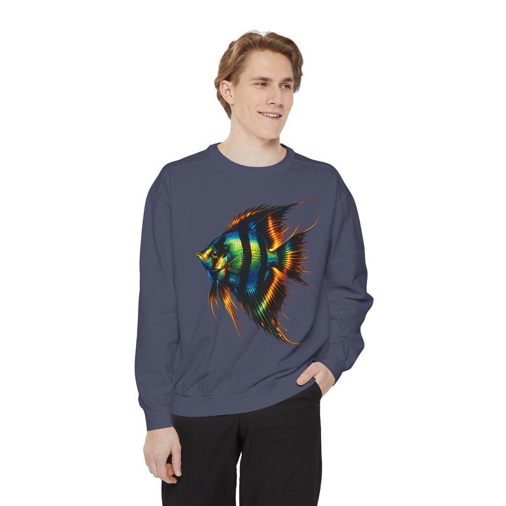 Angelfish Art Sweatshirt — Colorful Aquarium Fish Graphic Sweatshirt