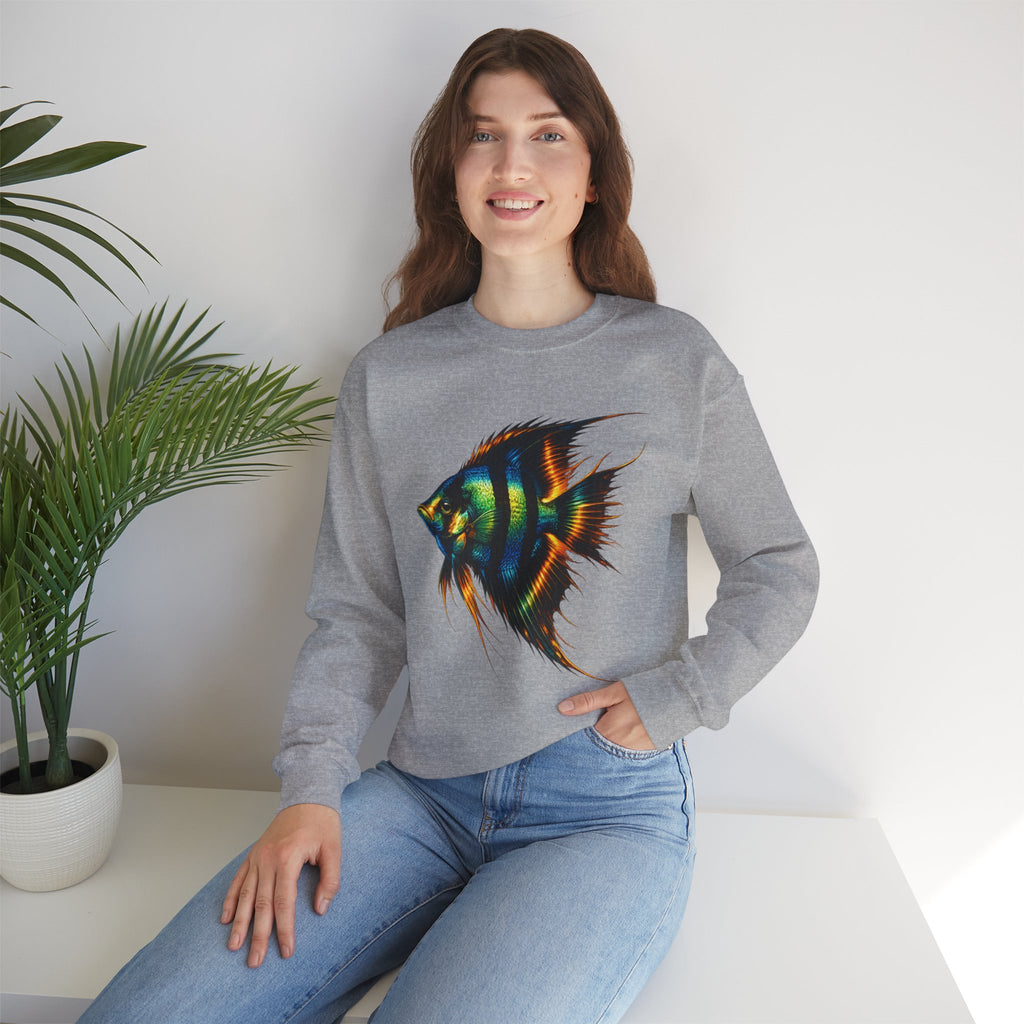 Angelfish Graphic Sweatshirt — Colorful Tropical Fish Crewneck