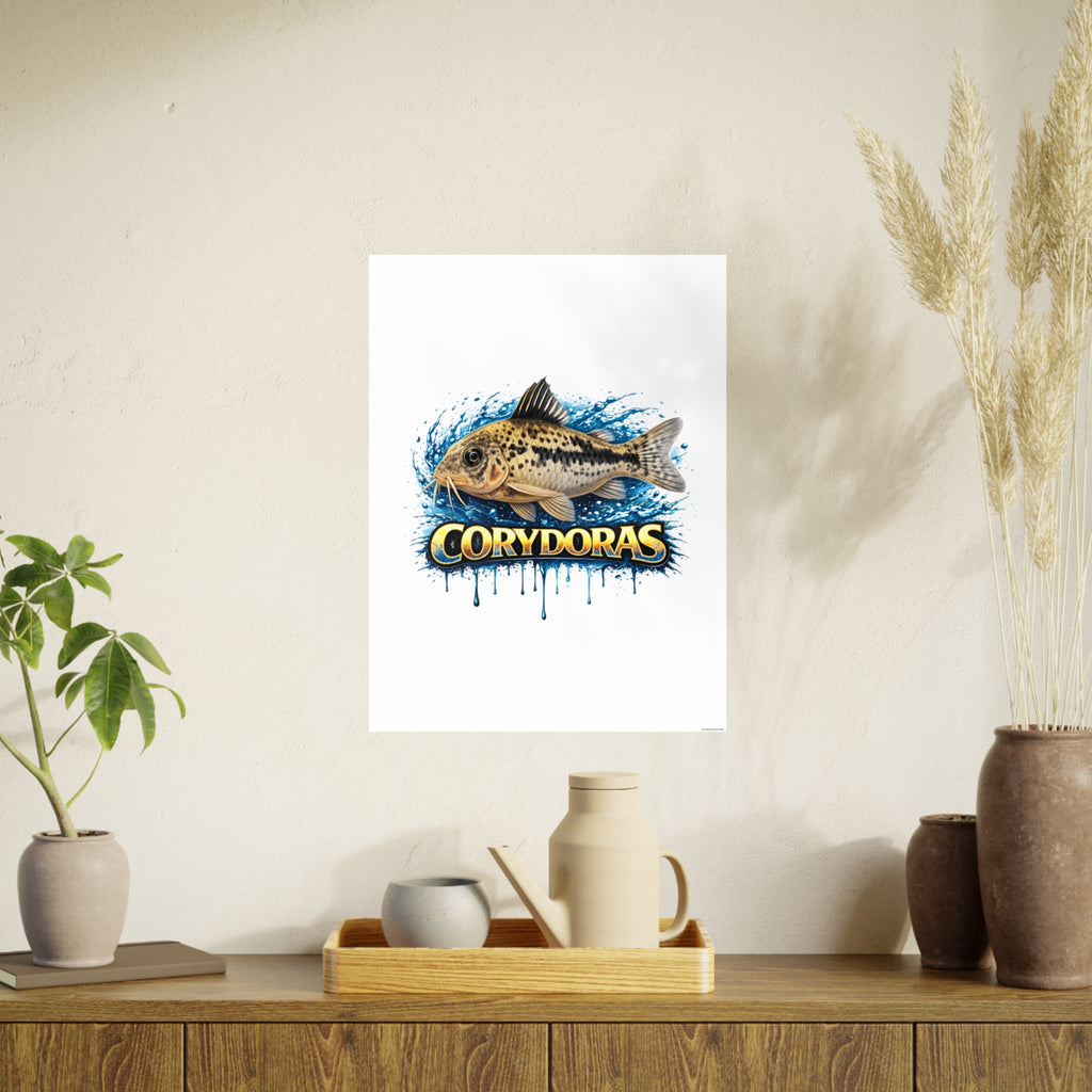 Peppered Corydoras Fish Art Poster — Vibrant Aquarium Print