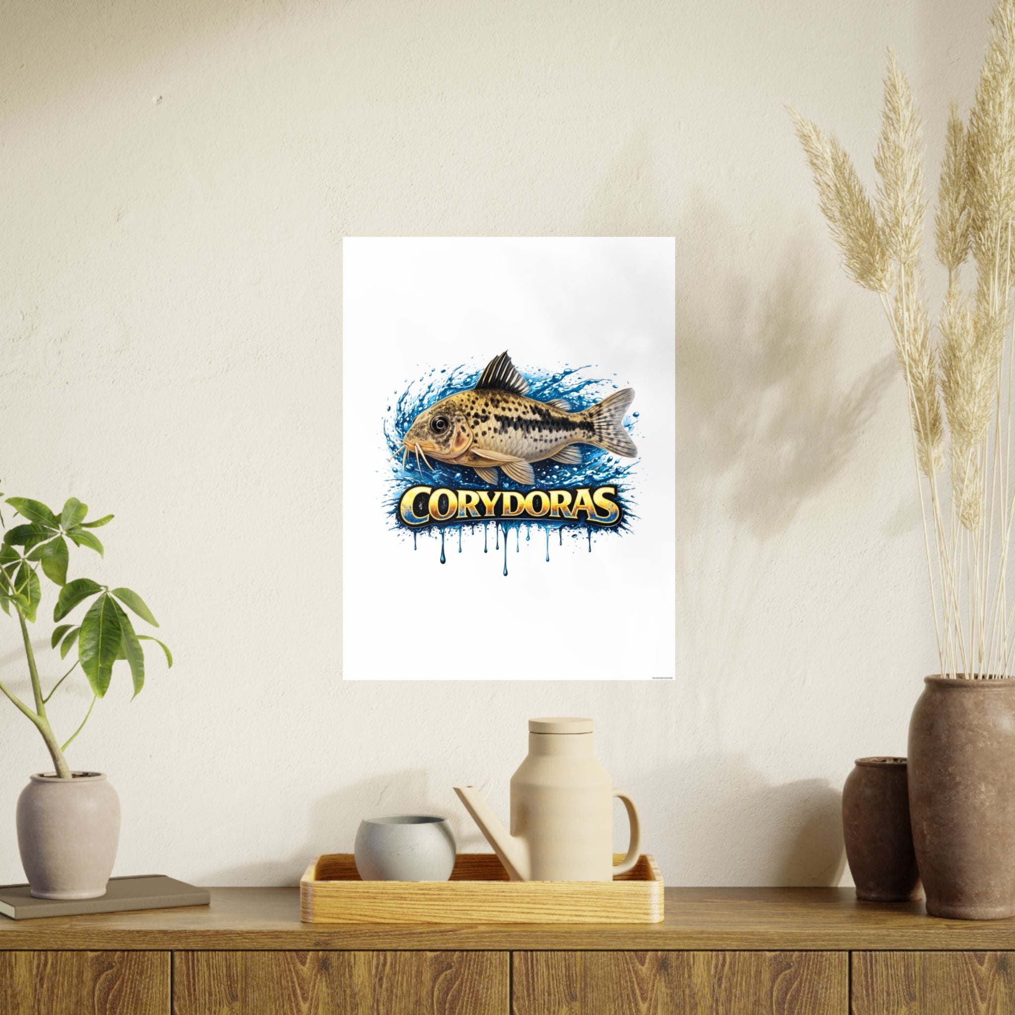 Peppered Corydoras Fish Art Poster — Vibrant Aquarium Print