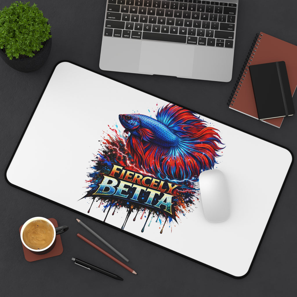 Betta Fish Desk Mat — 'Fiercely Betta' Colorful Aquarium Mouse Pad
