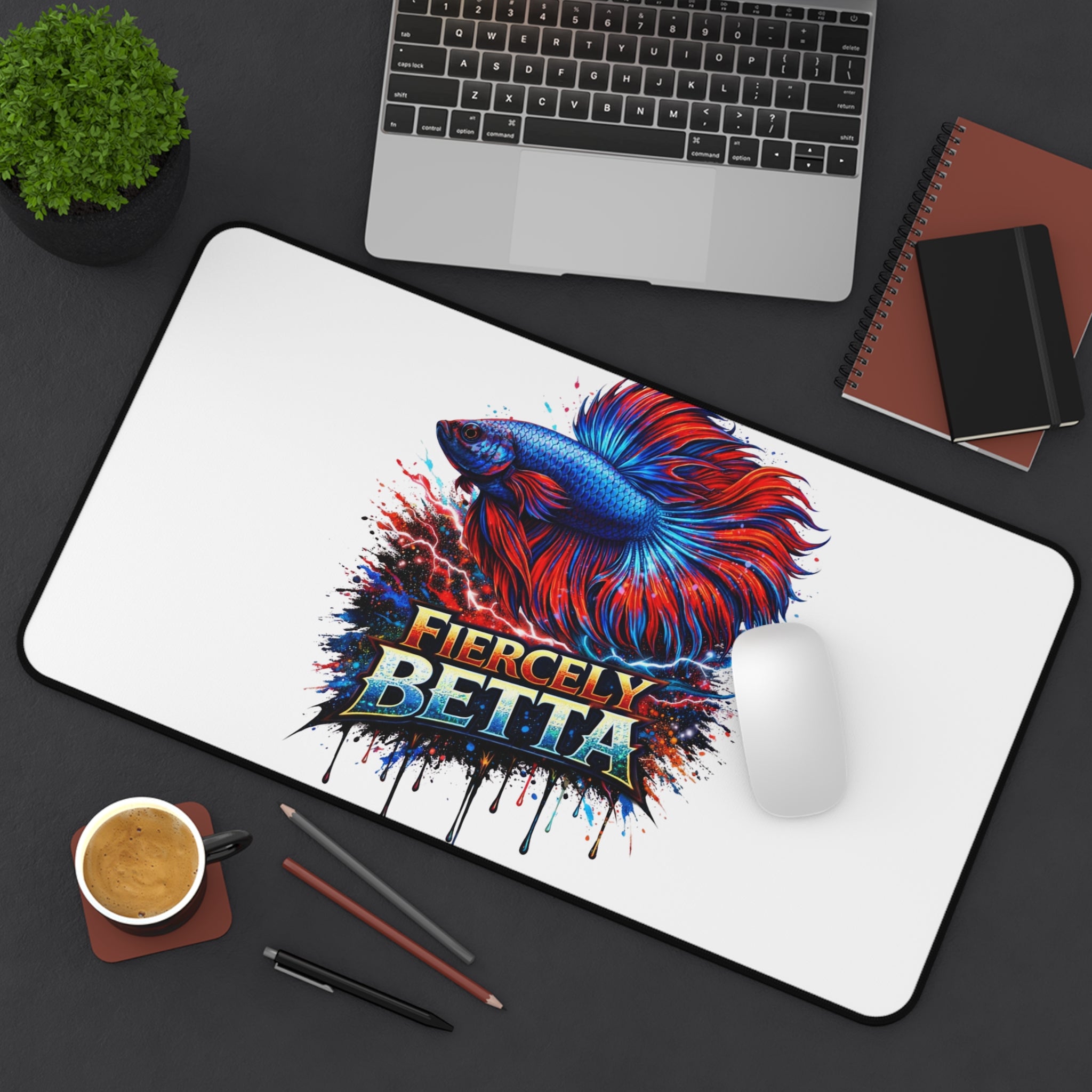 Betta Fish Desk Mat — 'Fiercely Betta' Colorful Aquarium Mouse Pad