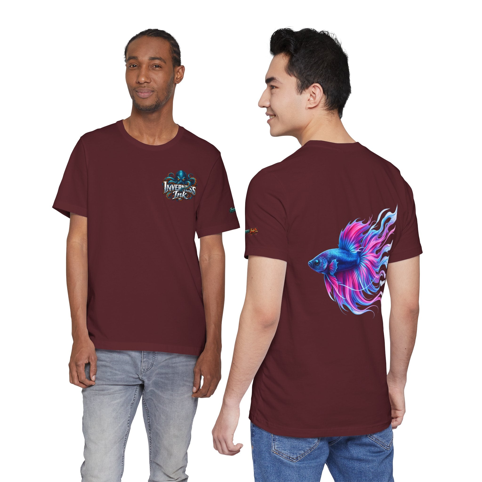 Betta Fish Graphic Tee — Vibrant Blue & Pink Aquatic Art T‑Shirt