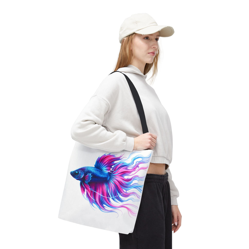 Colorful Betta Fish Tote Bag — Vibrant Blue & Pink Aquatic Art Beach Tote