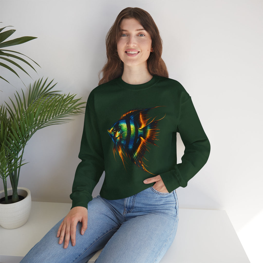 Angelfish Graphic Sweatshirt — Colorful Tropical Fish Crewneck