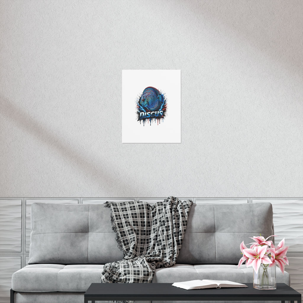 Discus Fish Poster — Vibrant Blue Aquarium Art Print