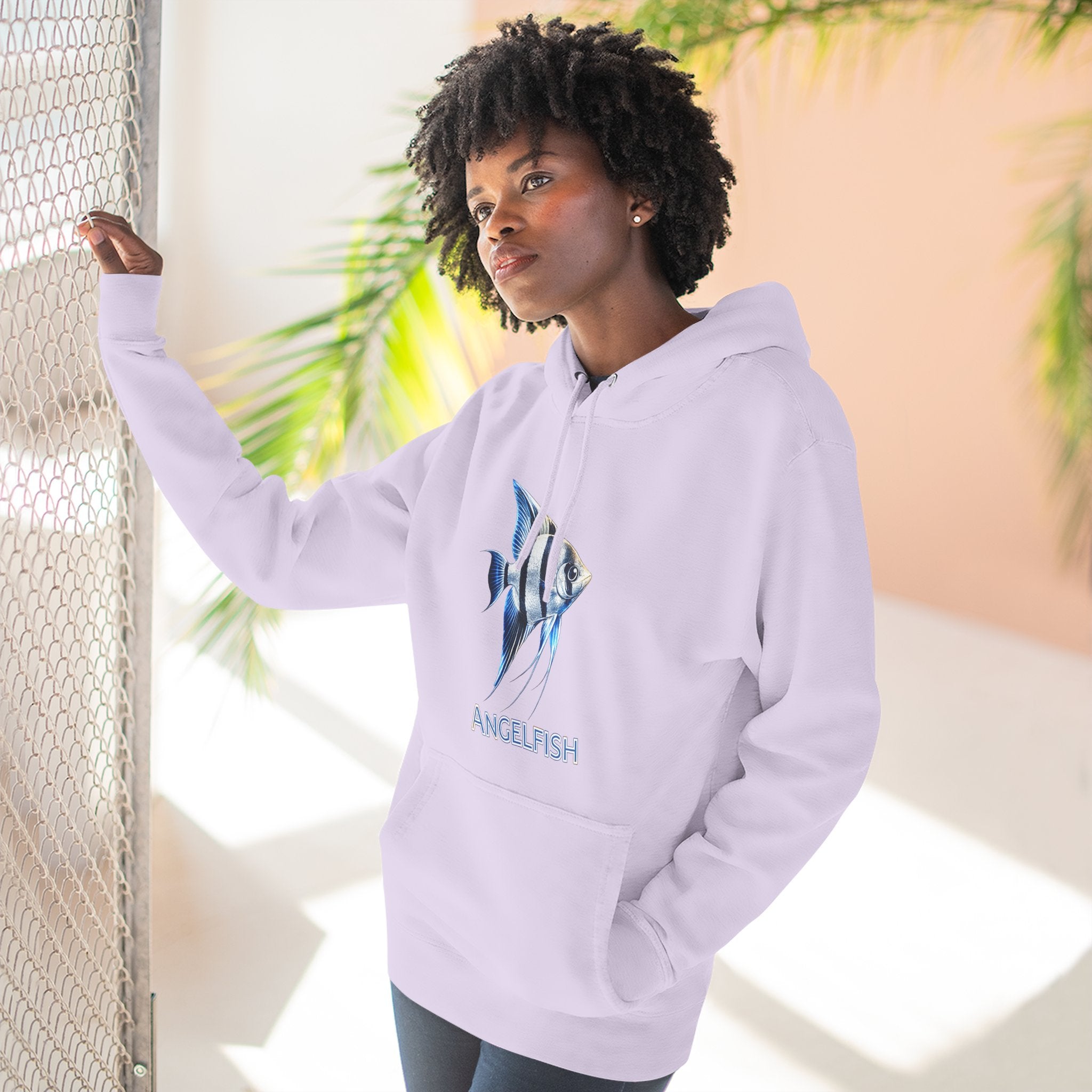 Angelfish Graphic Hoodie — Blue Aquarium Fish Pullover