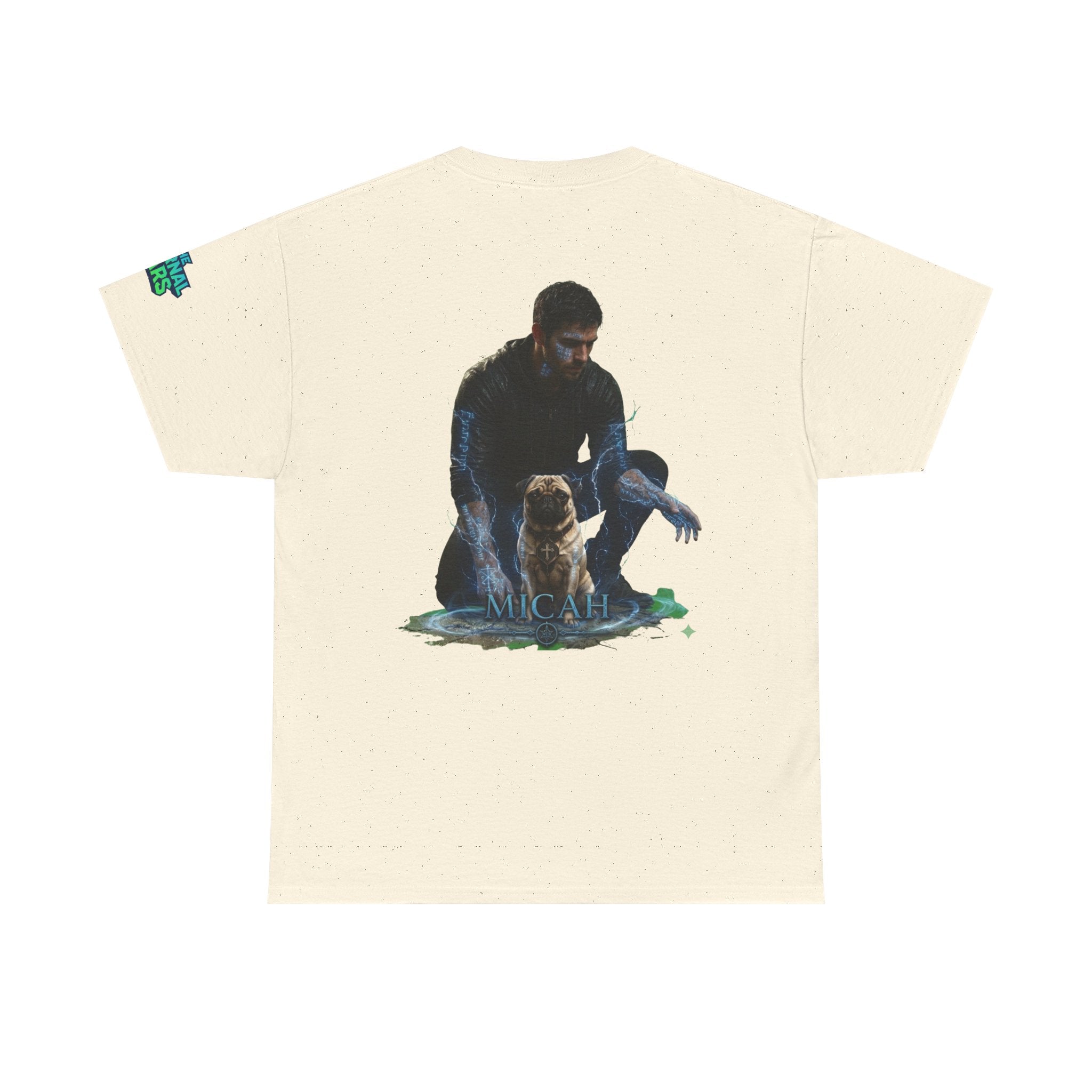 T-Shirt — Nature Warrior Graphic Tee with Man and Dog Illustration