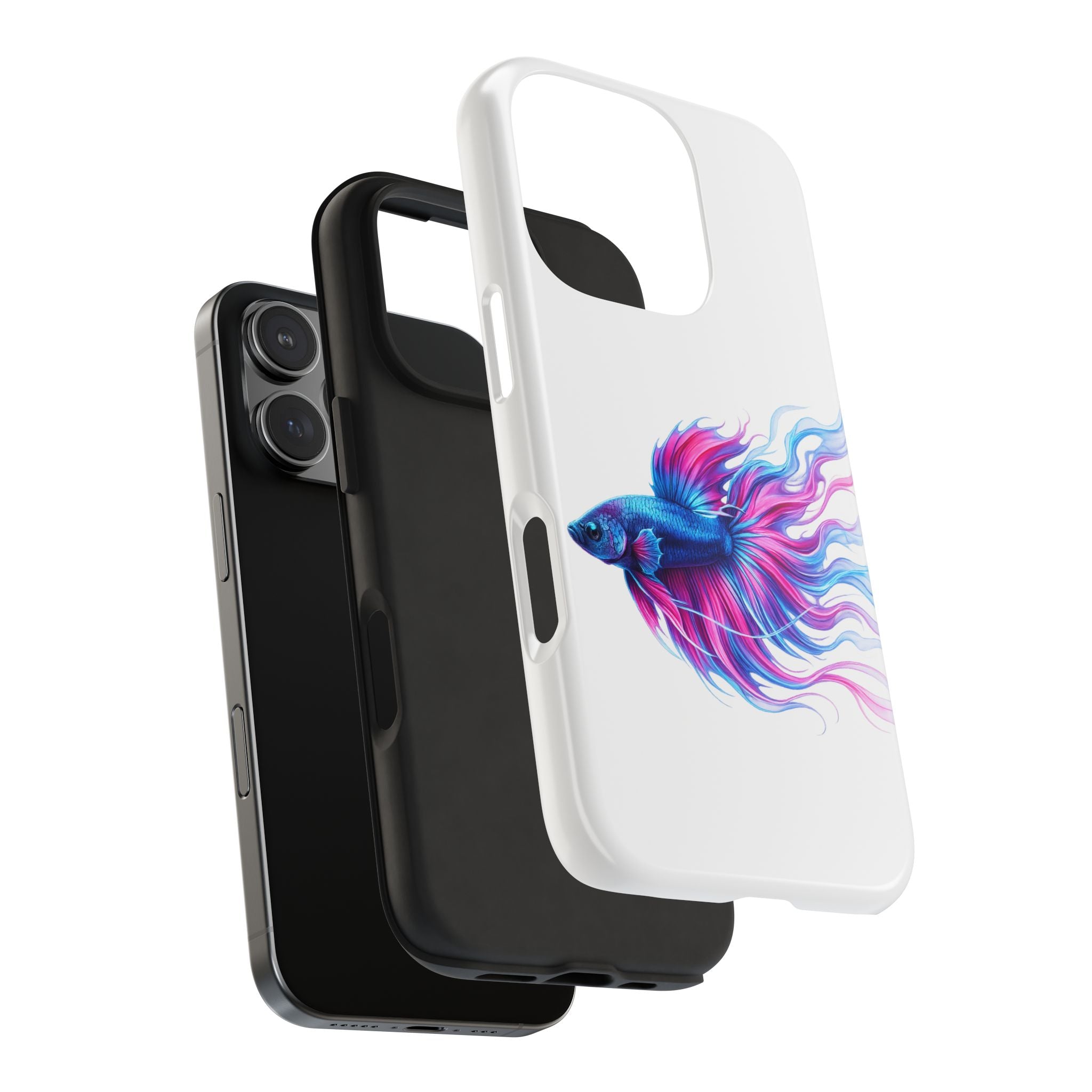 Betta Fish Tough Phone Case — Colorful Blue & Pink Aquarium Art