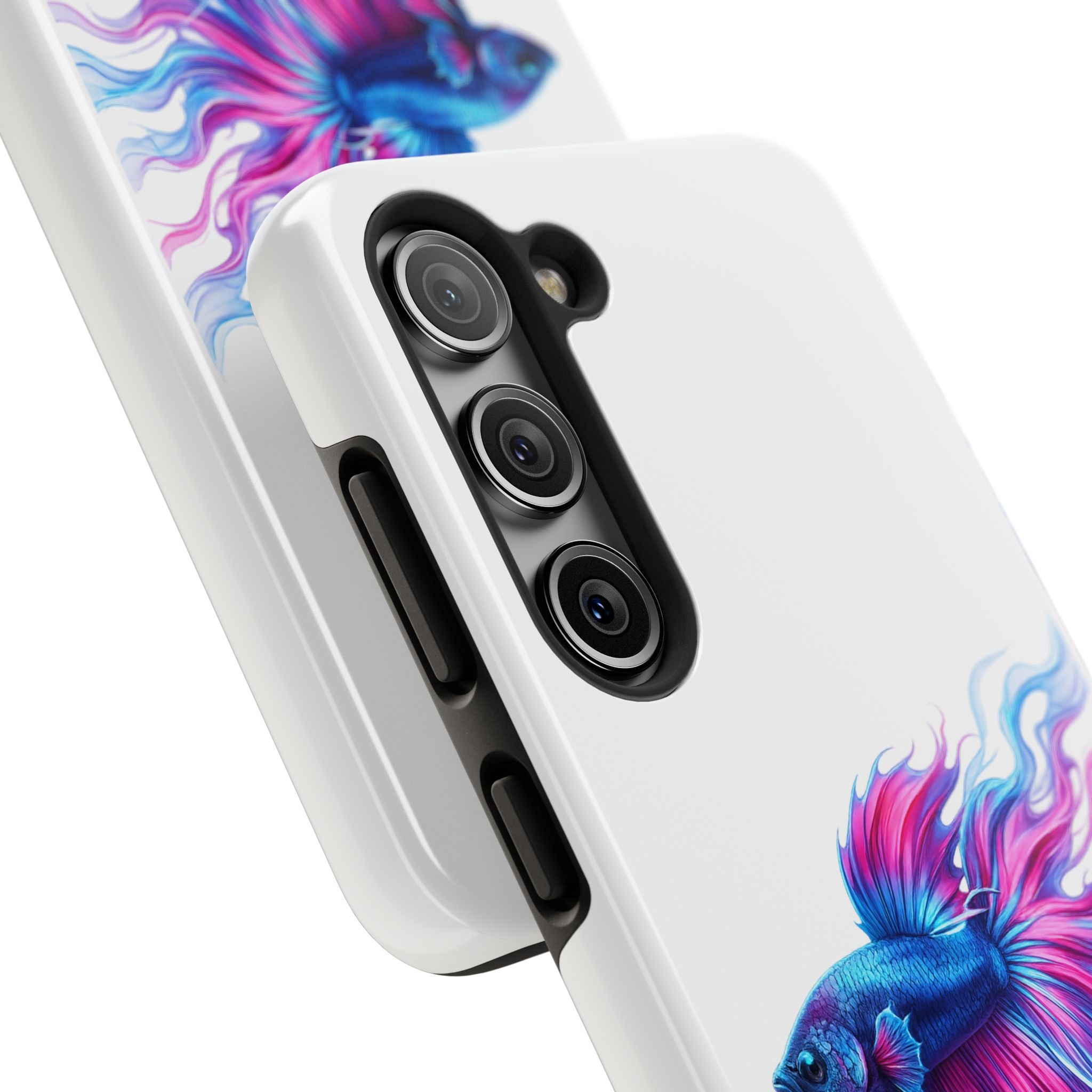 Betta Fish Tough Phone Case — Colorful Blue & Pink Aquarium Art