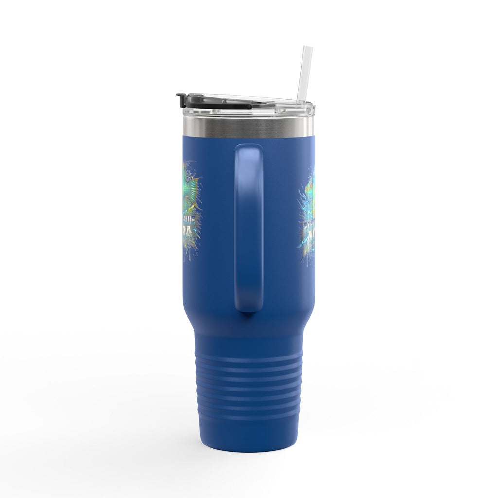40oz Insulated Travel Mug - 'Electric Blue Acara' Fish Graphic, Leak-Resistant Tumbler for Aquarium Enthusiasts