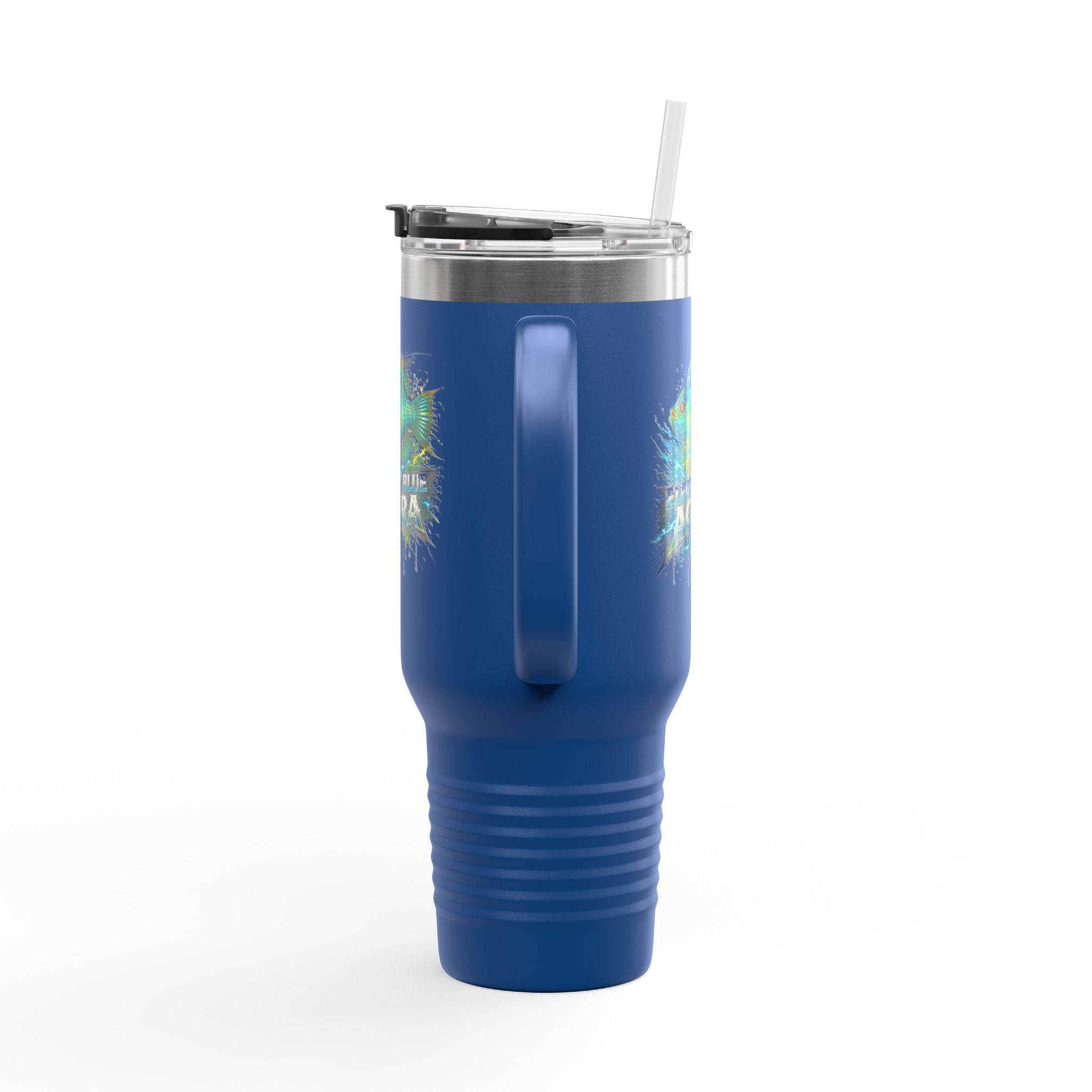 40oz Insulated Travel Mug - 'Electric Blue Acara' Fish Graphic, Leak-Resistant Tumbler for Aquarium Enthusiasts