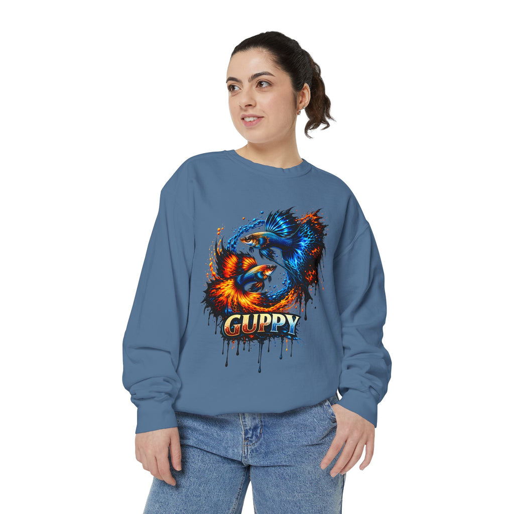 Fire & Ice Guppy – Premium "Neon Flare" Garment-Dyed Sweatshirt