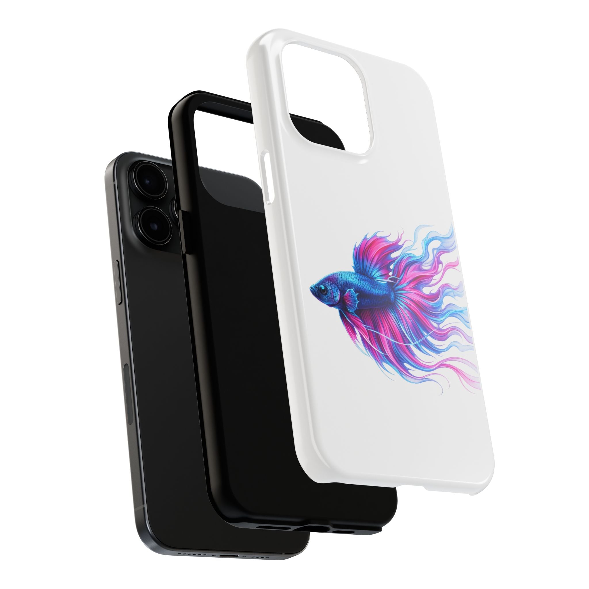 Betta Fish Tough Phone Case — Colorful Blue & Pink Aquarium Art