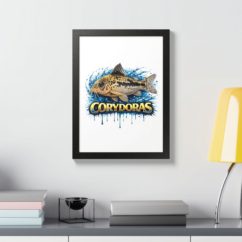 Corydoras Fish Framed Poster — Colorful Aquarium Art Print