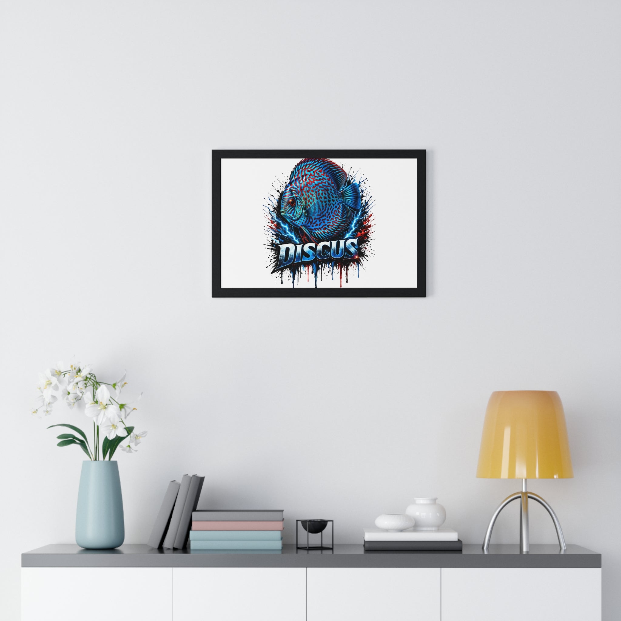 Discus Fish Framed Poster — Colorful Aquarium Artwork