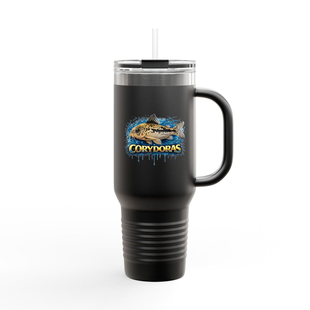 Corydoras Fish 40oz Insulated Travel Mug — Fishing Aquarium Lover Tumbler