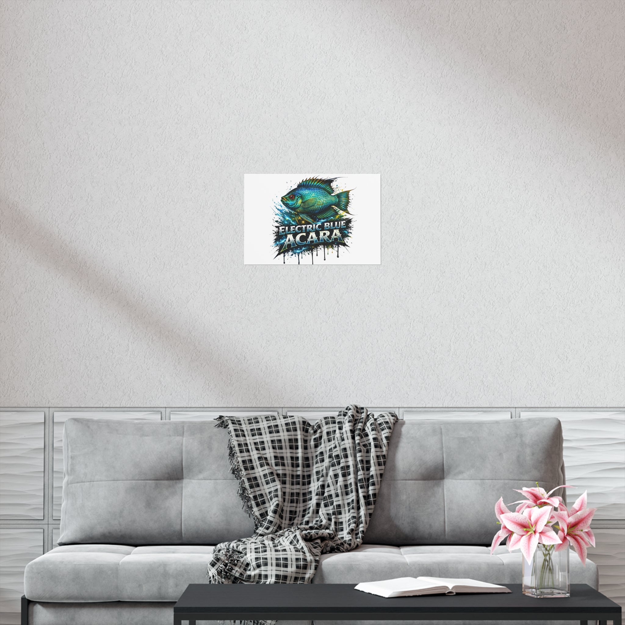 Electric Blue Acara Fish Poster — Vibrant Aquarium Wall Art