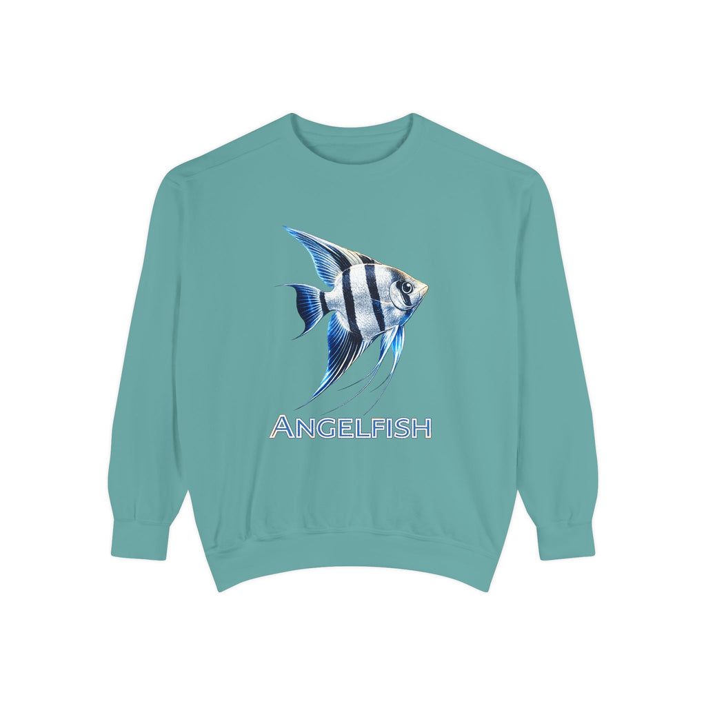 Angelfish Graphic Sweatshirt — Blue Tropical Fish Crewneck