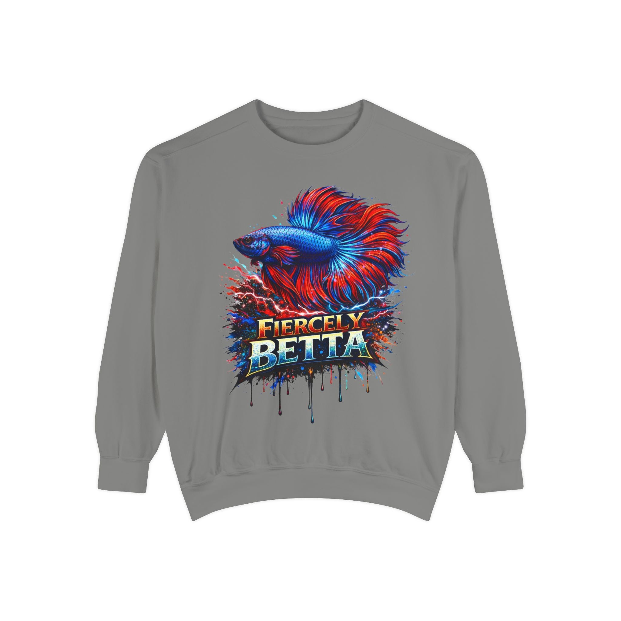 Betta Fish Sweatshirt — "Fiercely Betta" Colorful Aquarium Crewneck