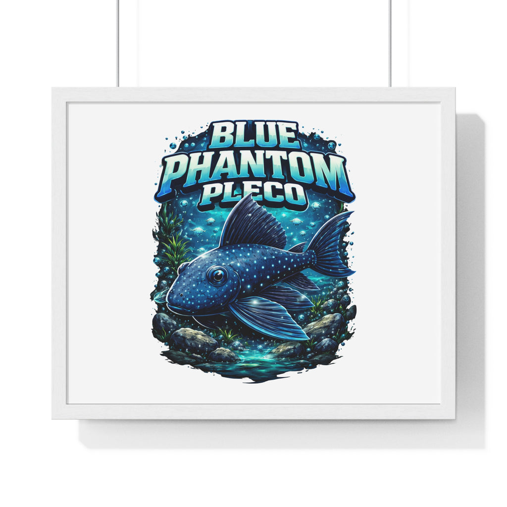Blue Phantom Pleco Framed Poster — Aquatic Fish Art Print