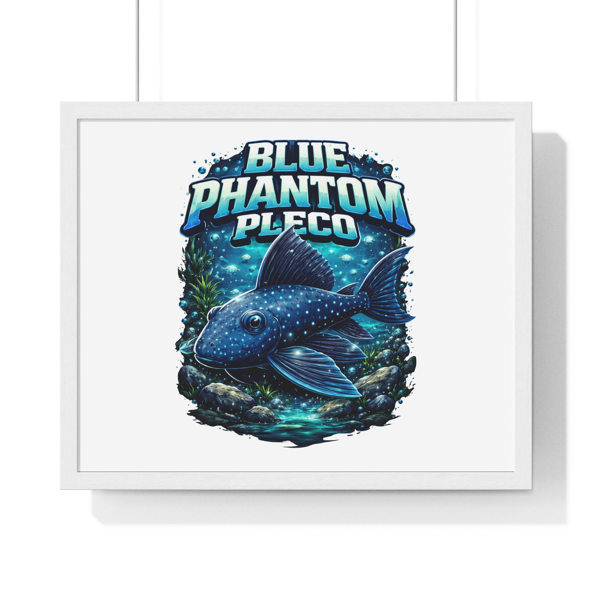Blue Phantom Pleco Framed Poster — Aquatic Fish Art Print