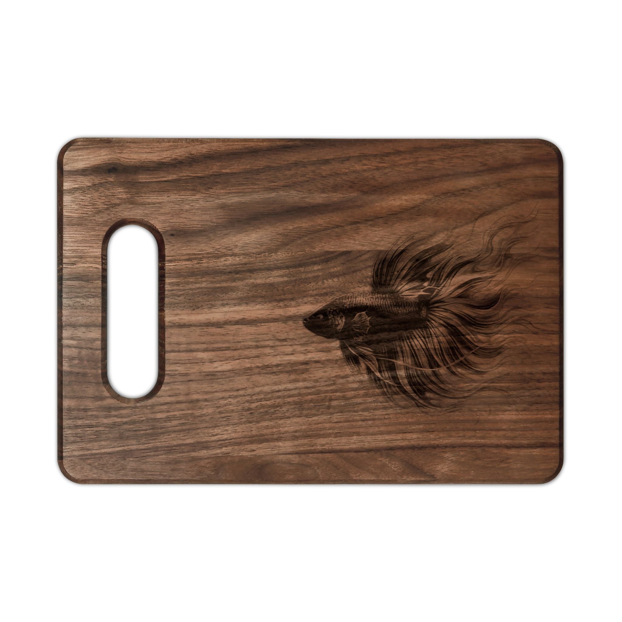 Engraved Betta Fish Wooden Cutting Board – Decorative Kitchen Serving & Prep Board