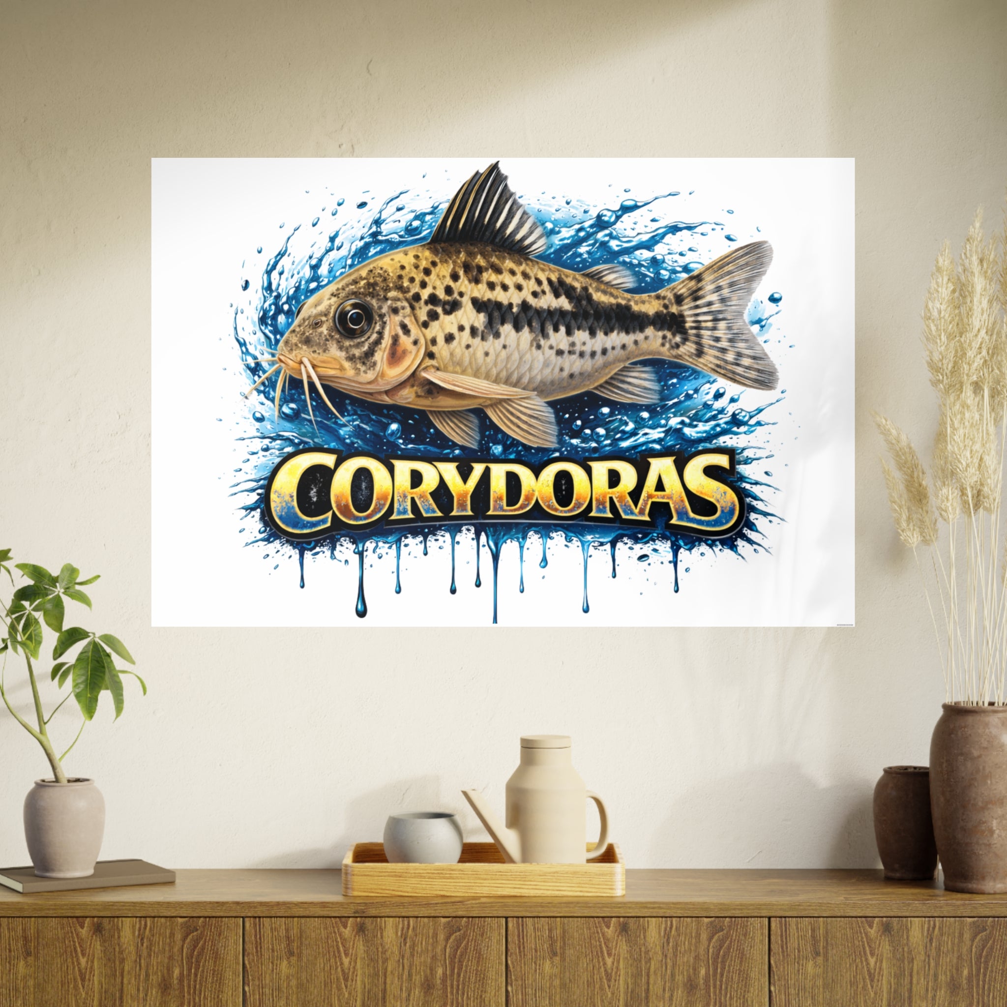 Peppered Corydoras Fish Art Poster — Vibrant Aquarium Print