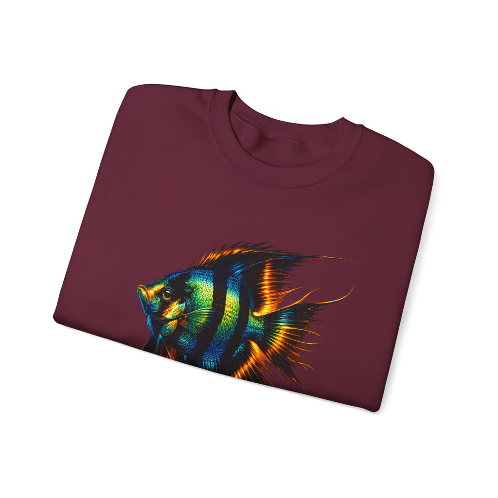 Angelfish Graphic Sweatshirt — Colorful Tropical Fish Crewneck