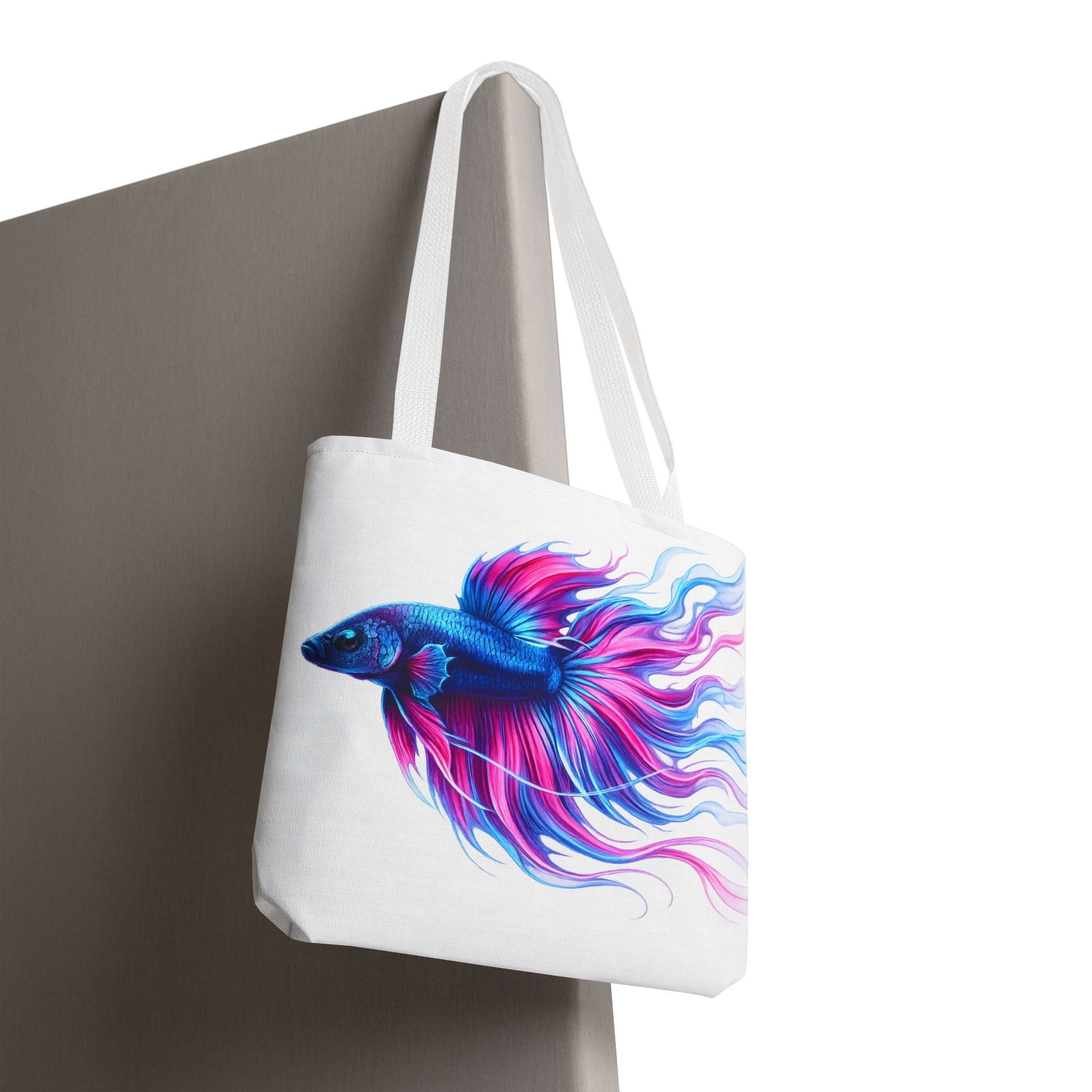 Colorful Betta Fish Tote Bag — Vibrant Blue & Pink Aquatic Art Beach Tote