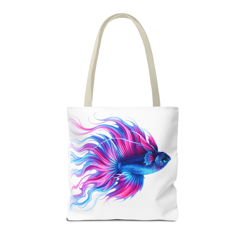 Colorful Betta Fish Tote Bag — Vibrant Blue & Pink Aquatic Art Beach Tote