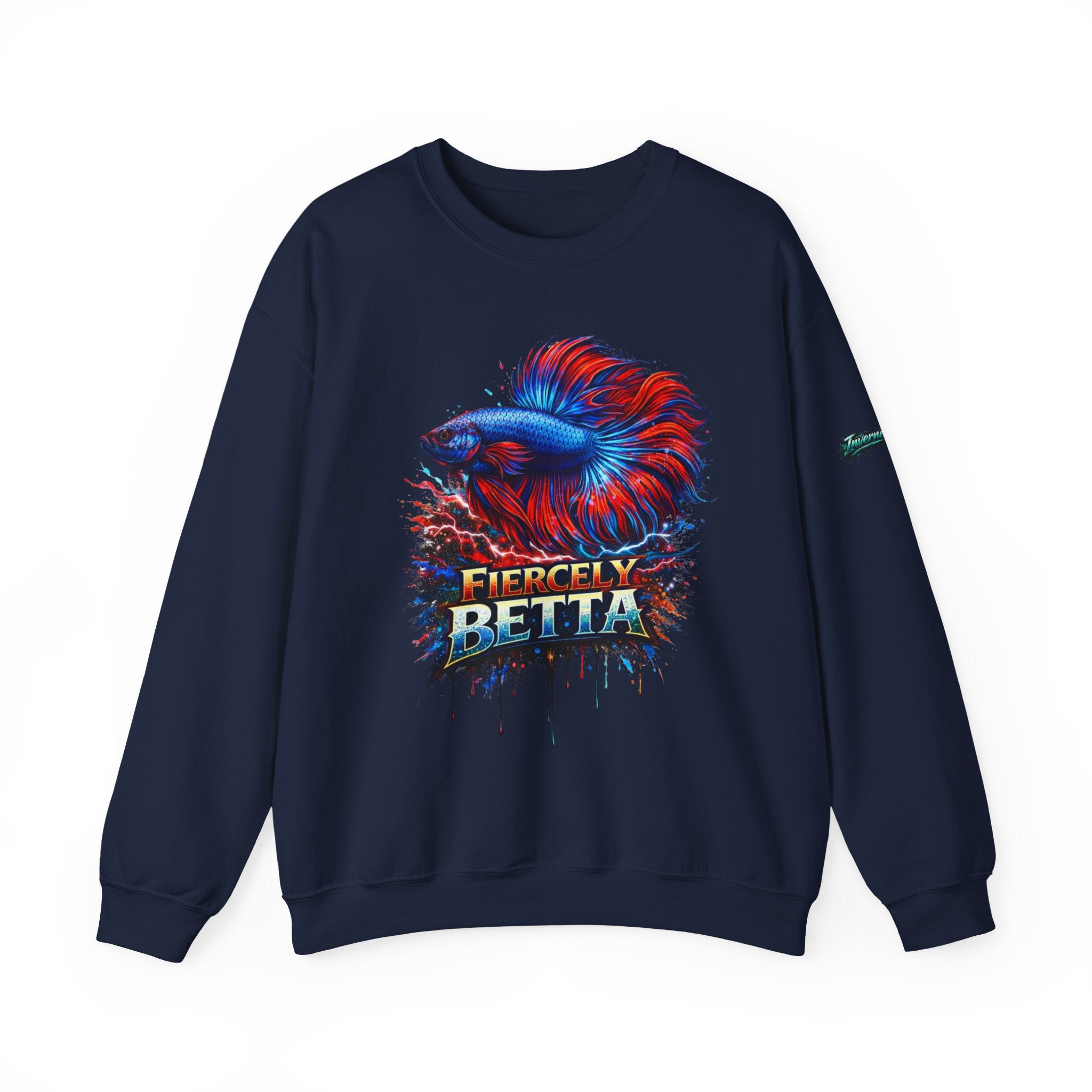 Betta Fish Crewneck Sweatshirt — "Fiercely Betta" Colorful Aquarium Graphic