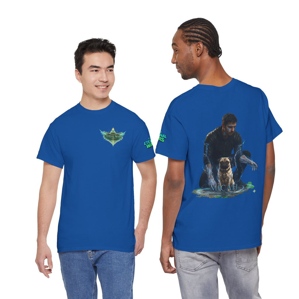T-Shirt — Nature Warrior Graphic Tee with Man and Dog Illustration