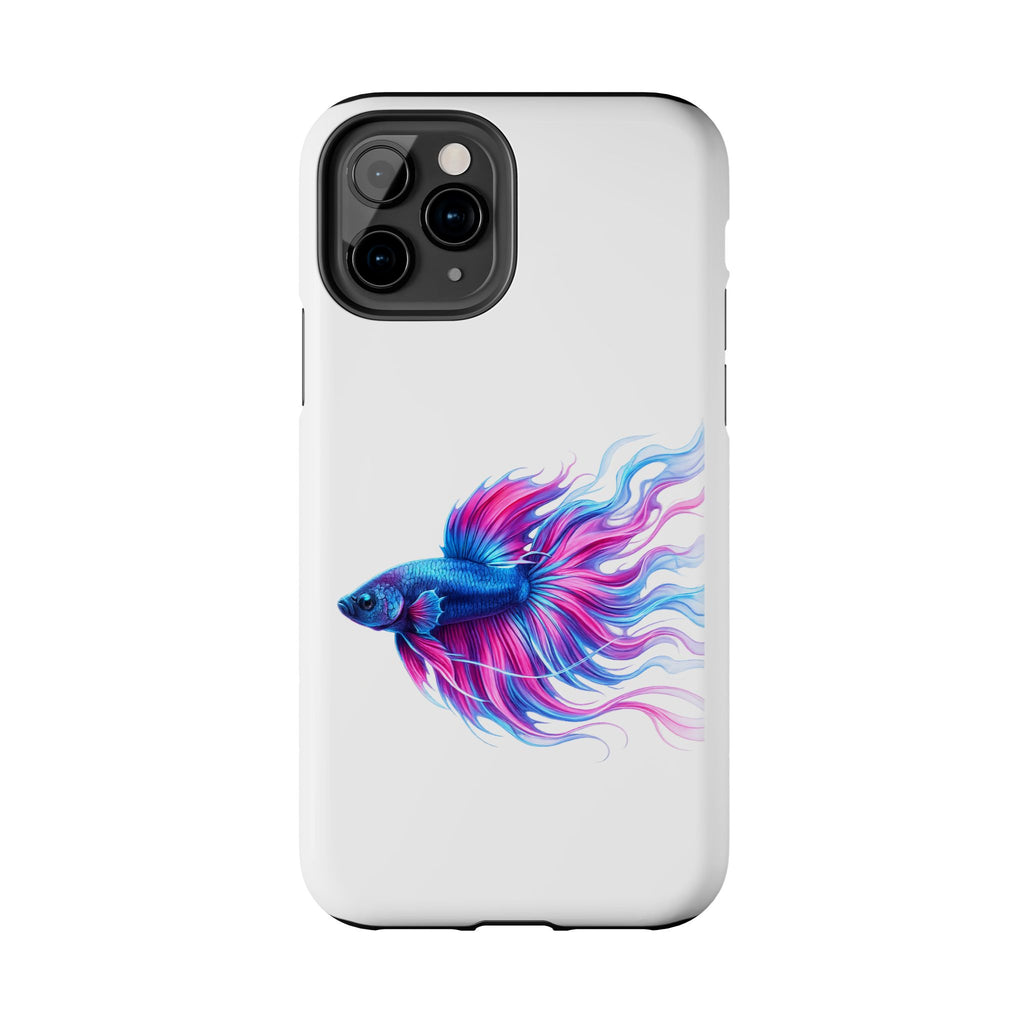 Betta Fish Tough Phone Case — Colorful Blue & Pink Aquarium Art