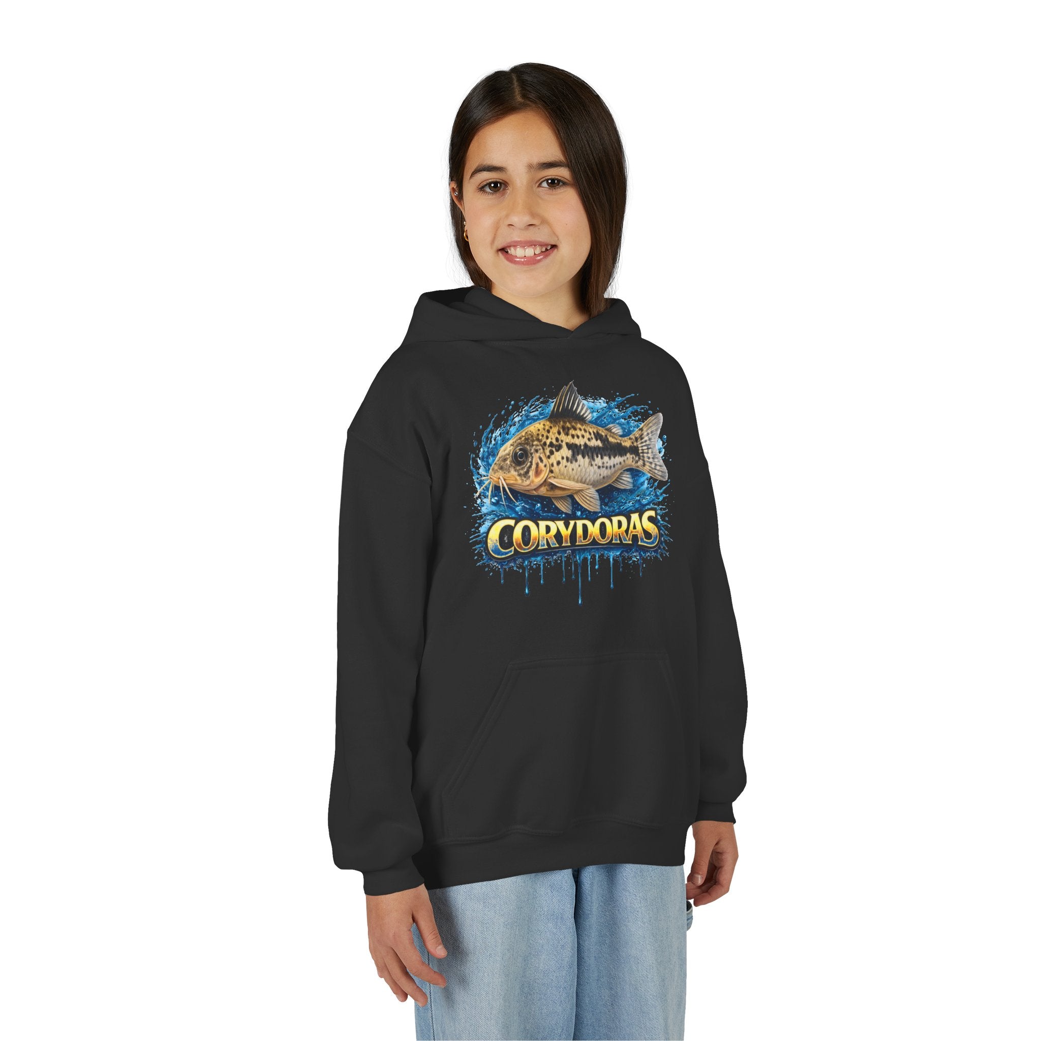 Corydoras Fish Youth Hoodie — Colorful Aquarium Catfish Design