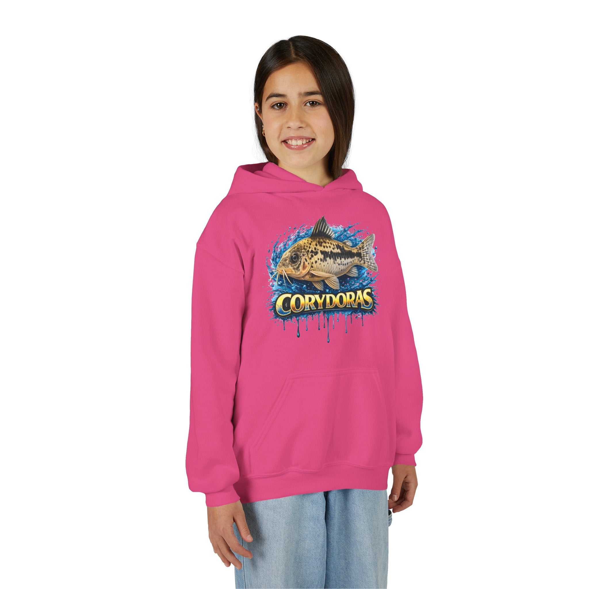 Corydoras Fish Youth Hoodie — Colorful Aquarium Catfish Design