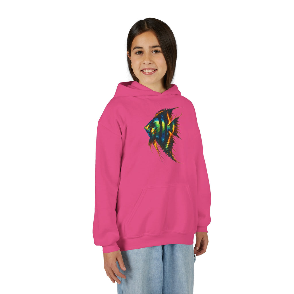 Youth Angelfish Hoodie - Colorful Aquarium Fish Graphic Sweatshirt