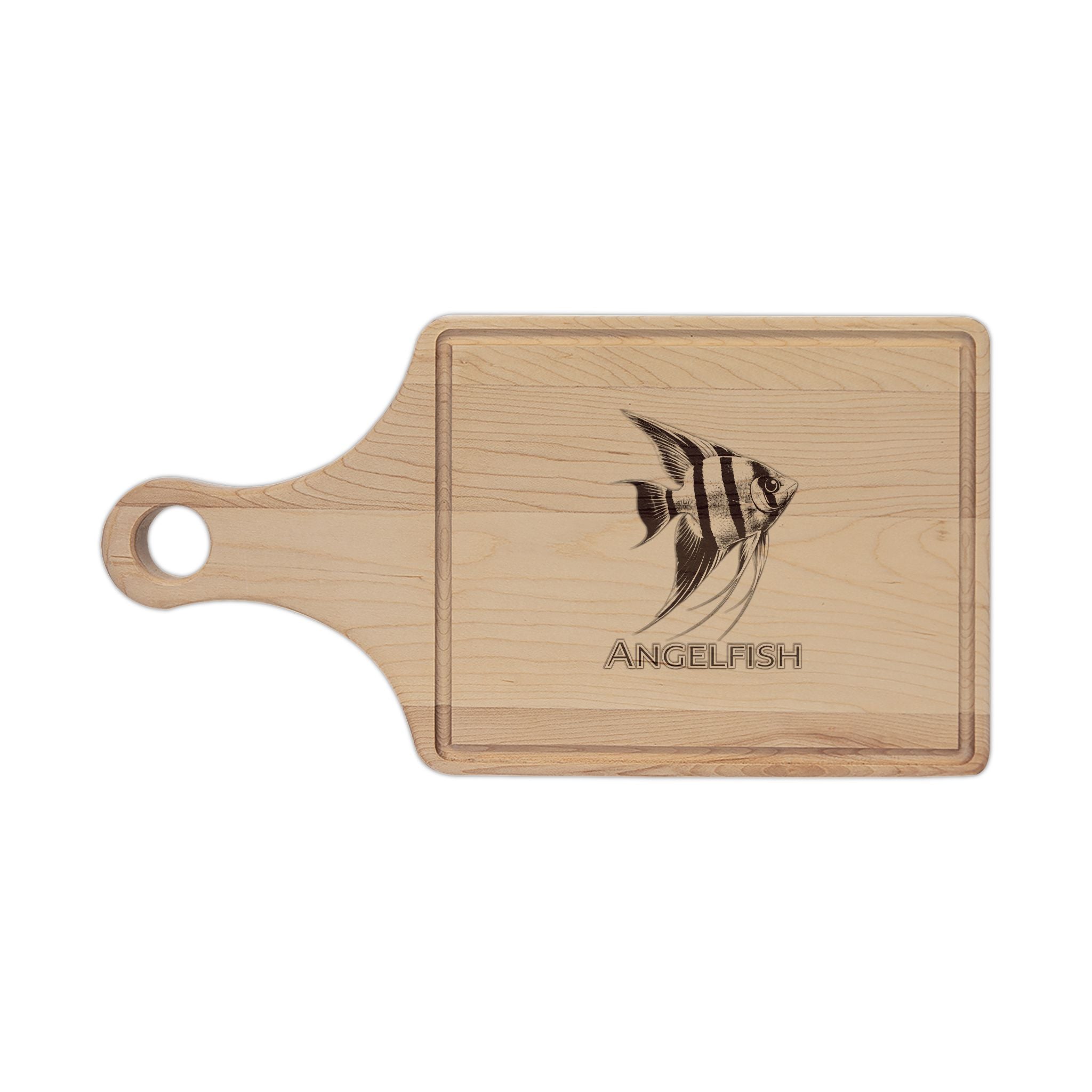 Engraved Angelfish Wooden Cutting Board — Personalized Kitchen Serving & Prep Board
