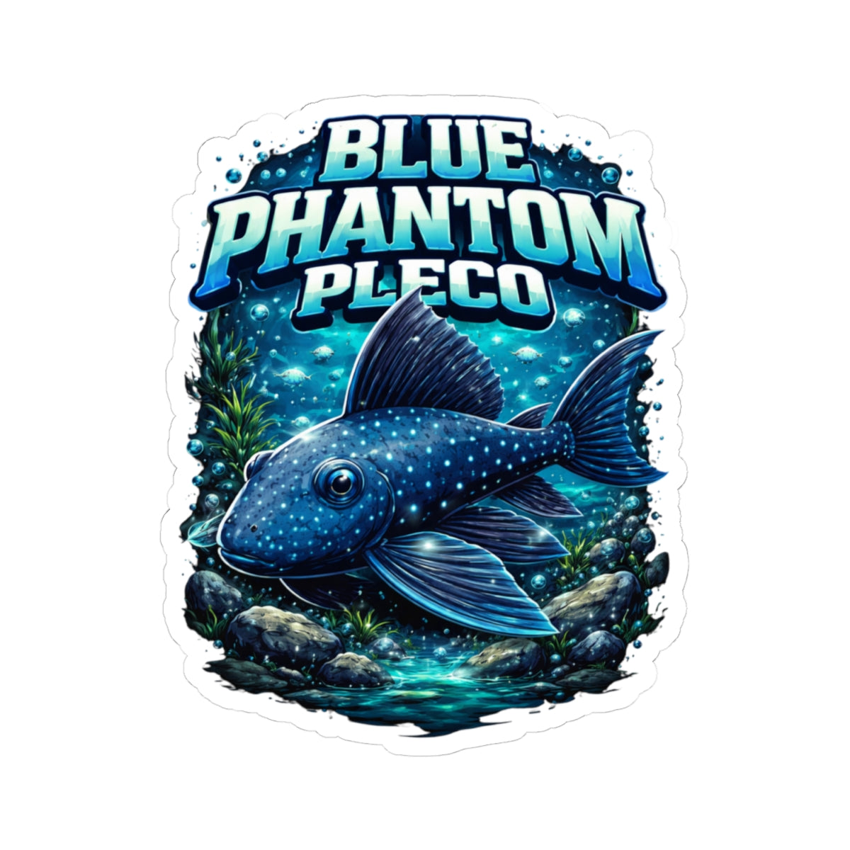Blue Phantom Pleco Sticker — Aquarium Fish Decal