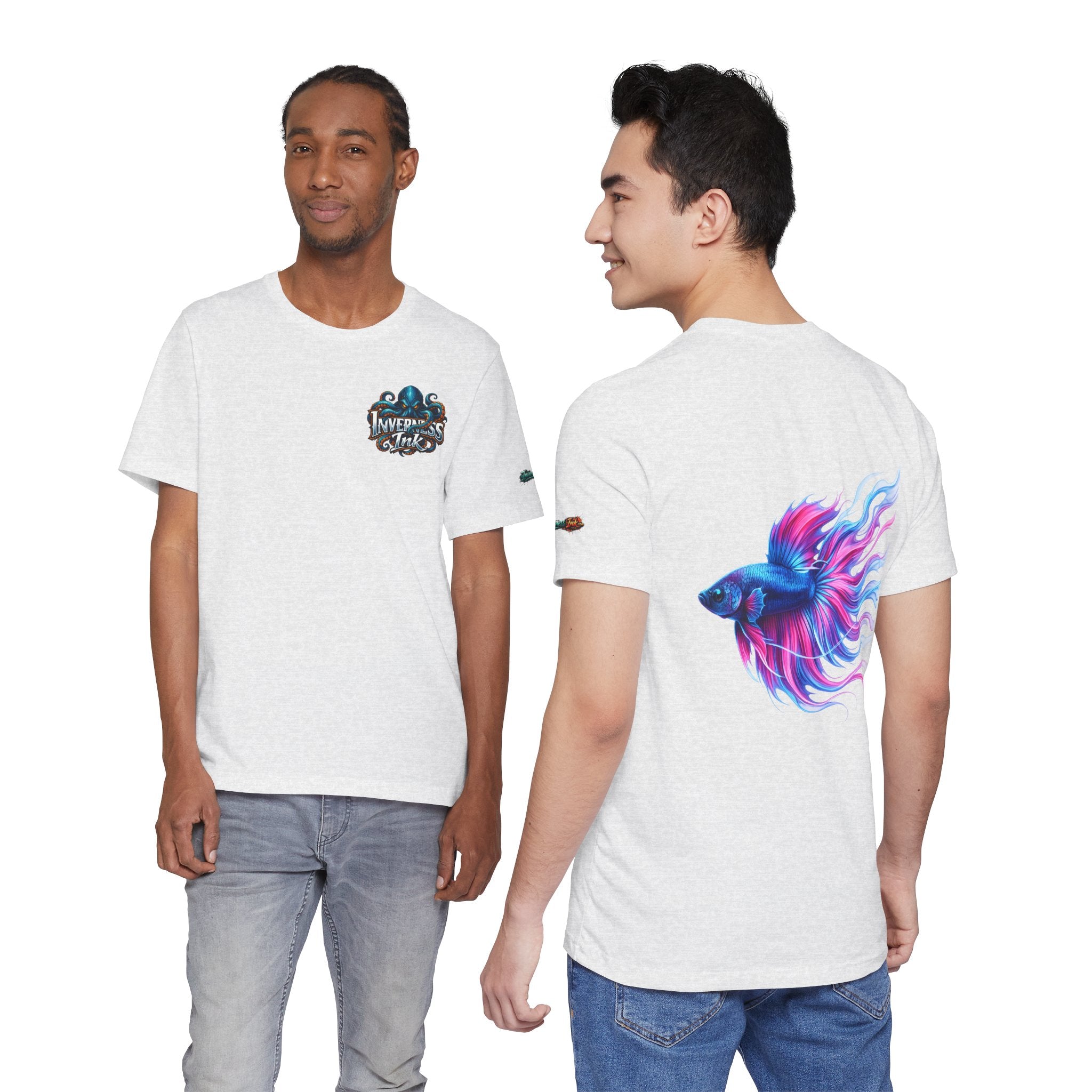 Betta Fish Graphic Tee — Vibrant Blue & Pink Aquatic Art T‑Shirt