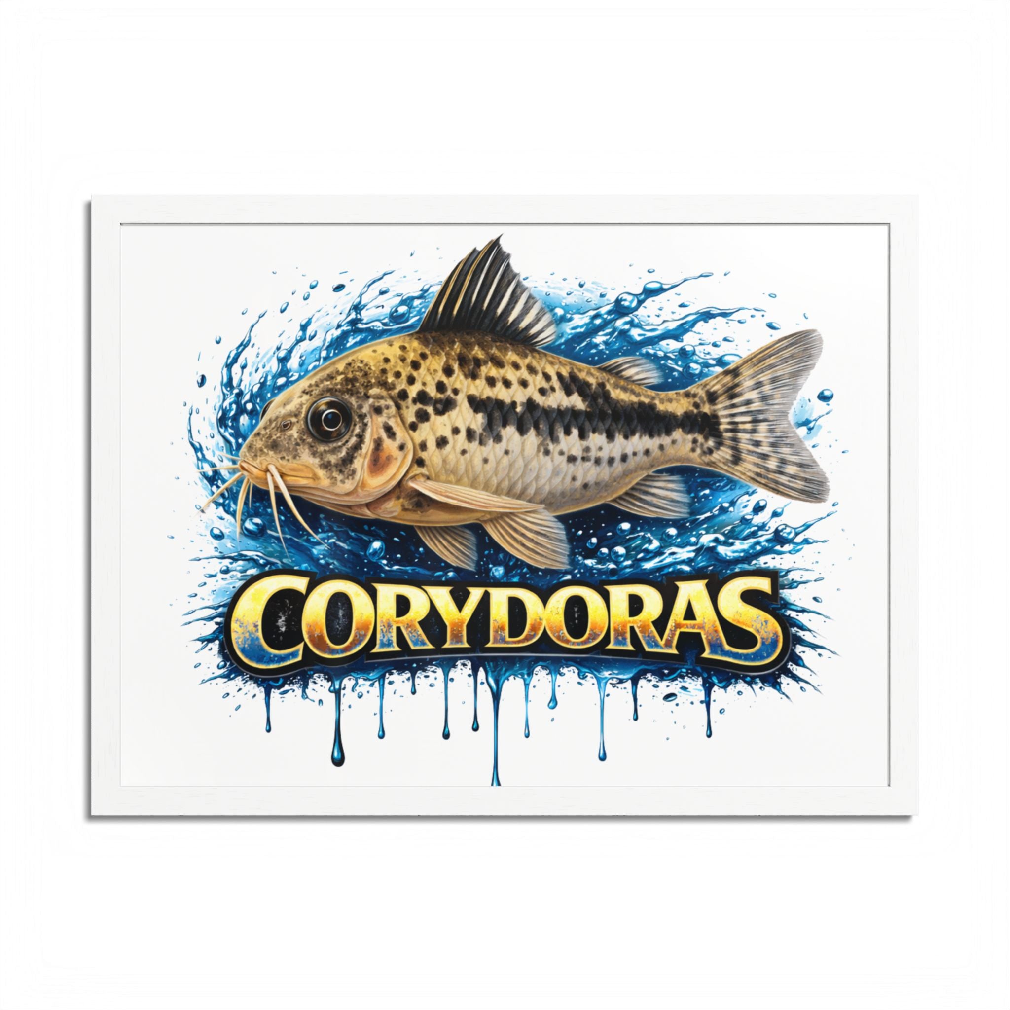 Corydoras Fish Framed Poster — Colorful Aquarium Art Print