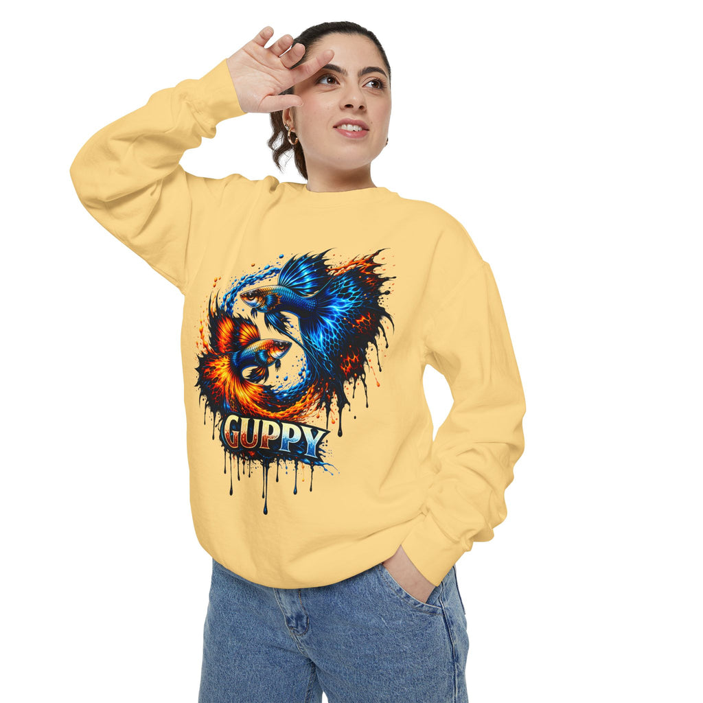 Fire & Ice Guppy – Premium "Neon Flare" Garment-Dyed Sweatshirt