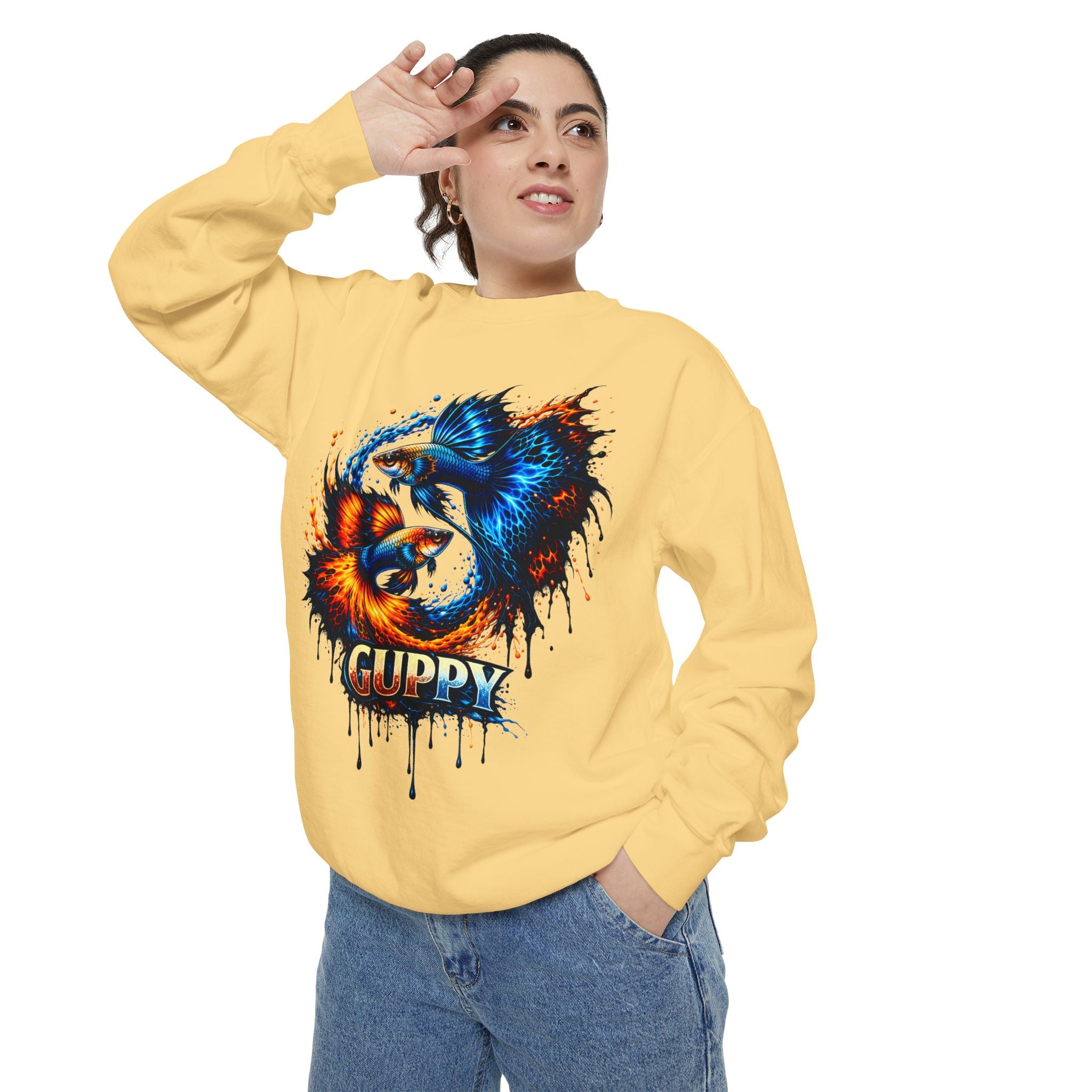 Fire & Ice Guppy – Premium "Neon Flare" Garment-Dyed Sweatshirt