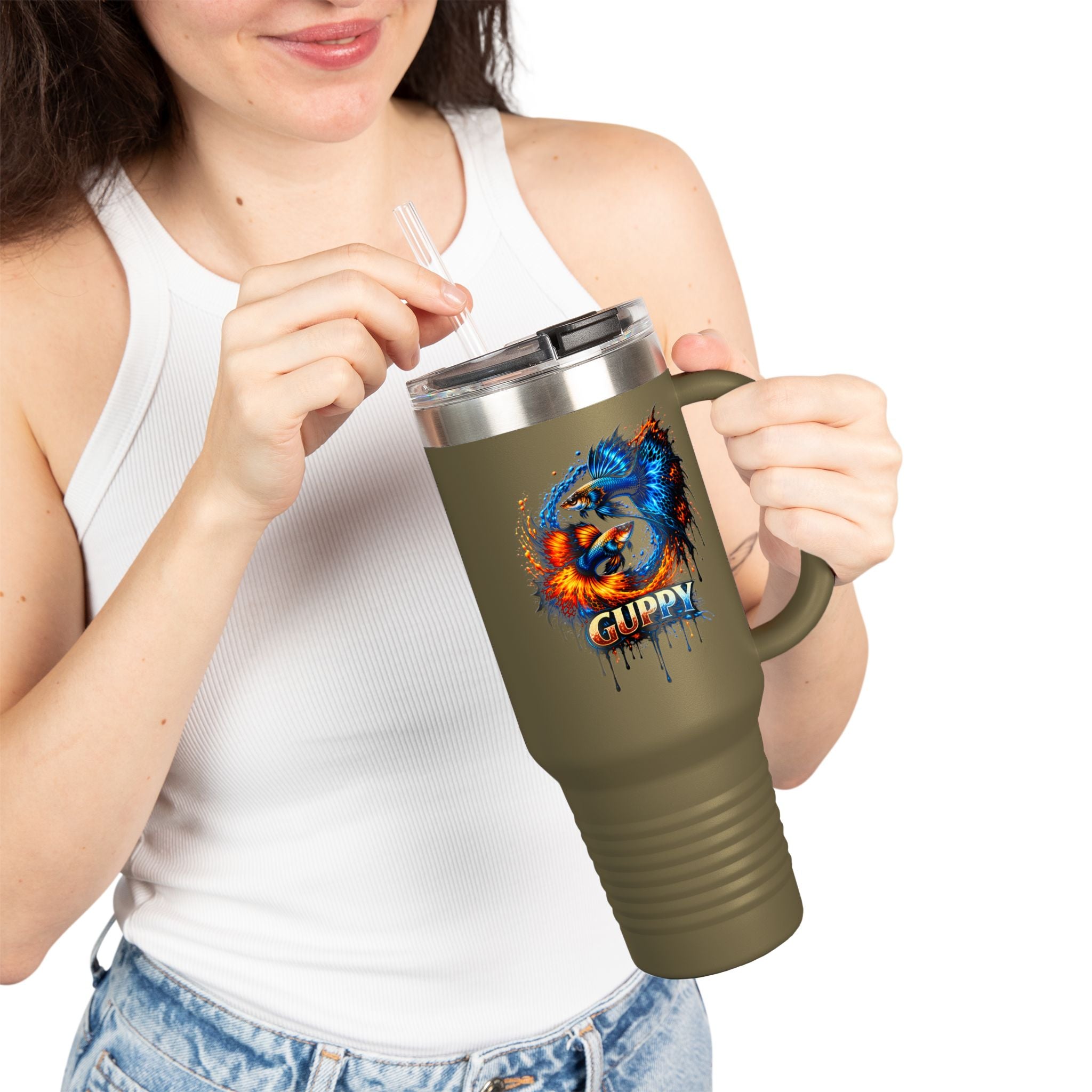 Fire & Ice Guppy – "Neon Flare" 40oz Insulated Travel Mug