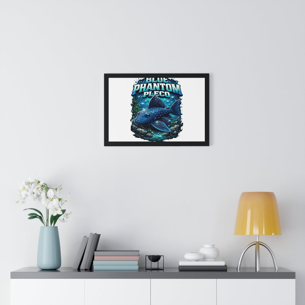 Blue Phantom Pleco Framed Poster — Aquatic Fish Art Print
