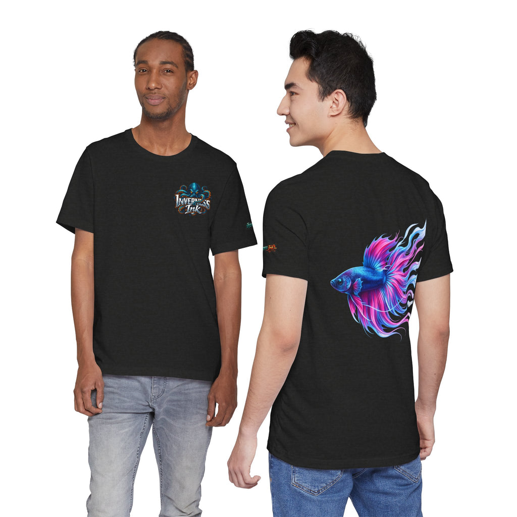 Betta Fish Graphic Tee — Vibrant Blue & Pink Aquatic Art T‑Shirt