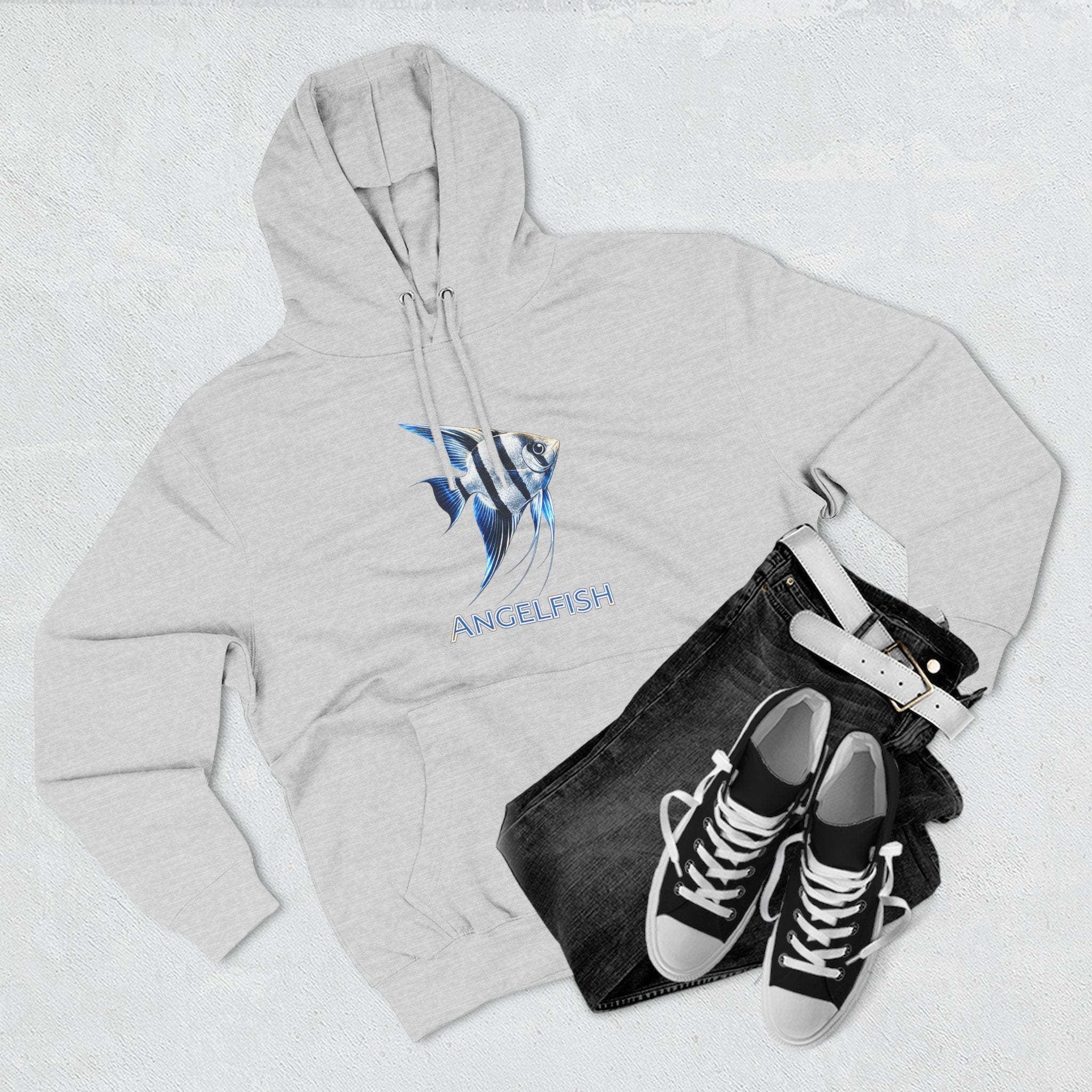 Angelfish Graphic Hoodie — Blue Aquarium Fish Pullover