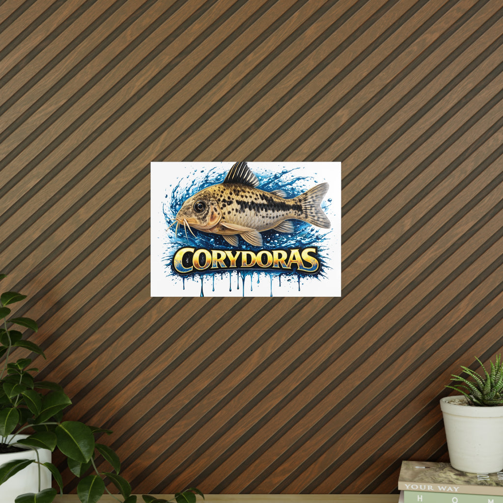 Peppered Cory Photopaper Poster — Colorful Aquarium Catfish Art Print